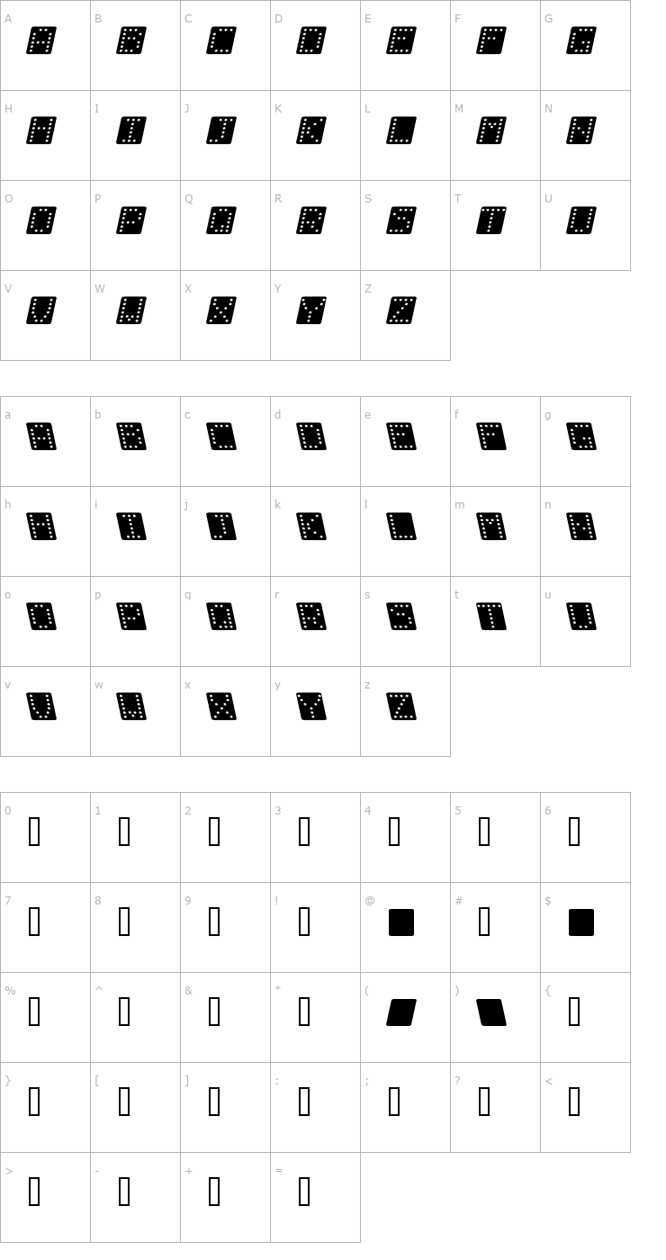 Character Map Domino square kursiv Font