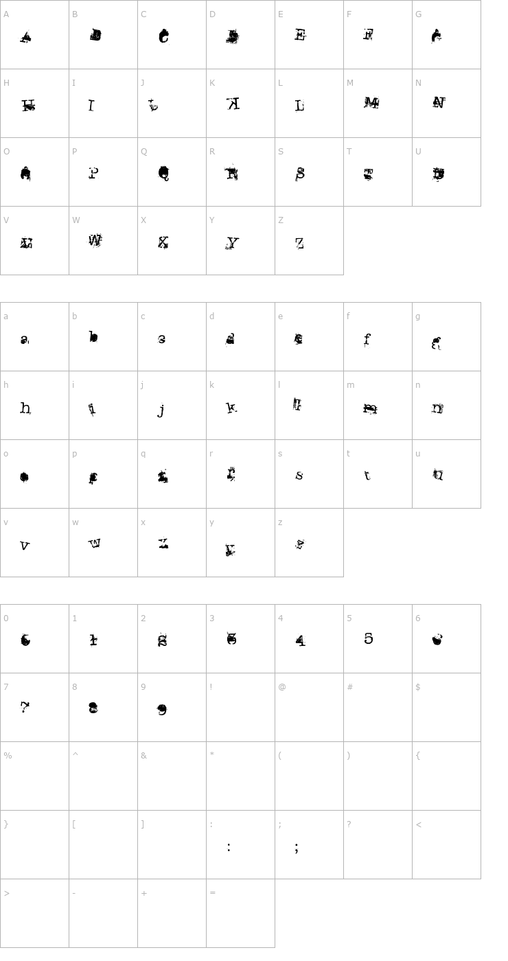 Character Map Don Giovanni Makin Enemies Font