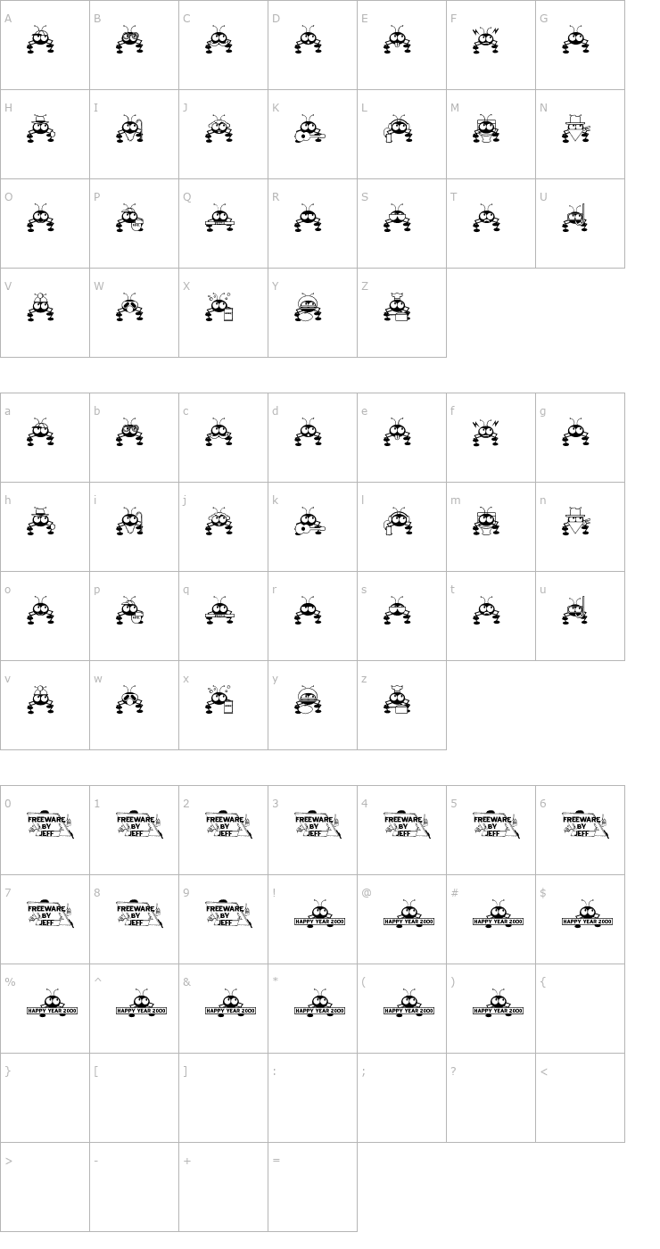 Character Map Don't Bug Me JL Font