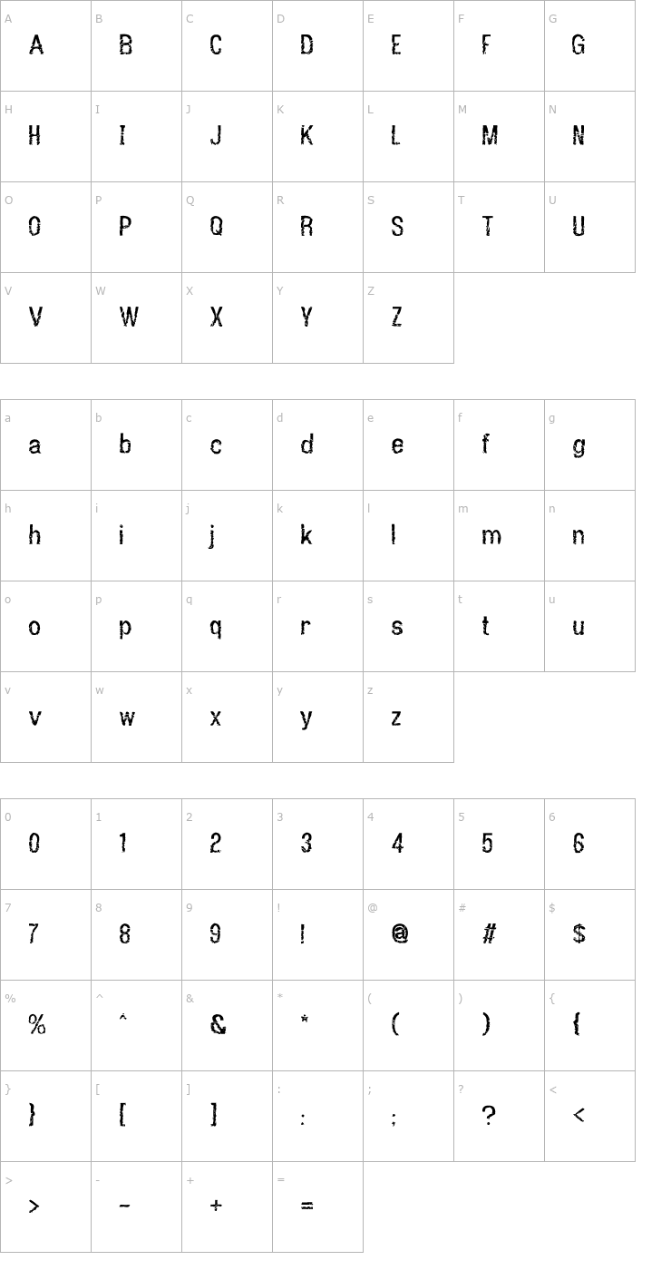 Character Map Dont Walk Run Regular Font