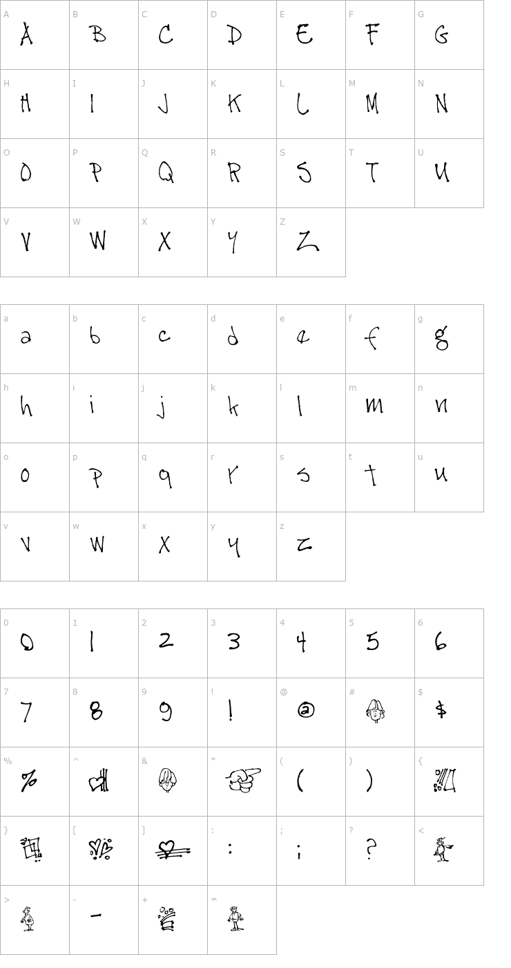 Character Map Don'tTalkBack Font