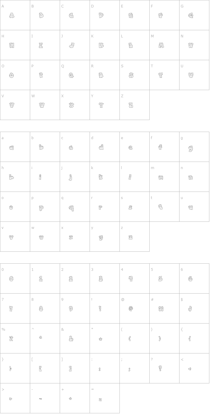 Character Map Doodle American Font