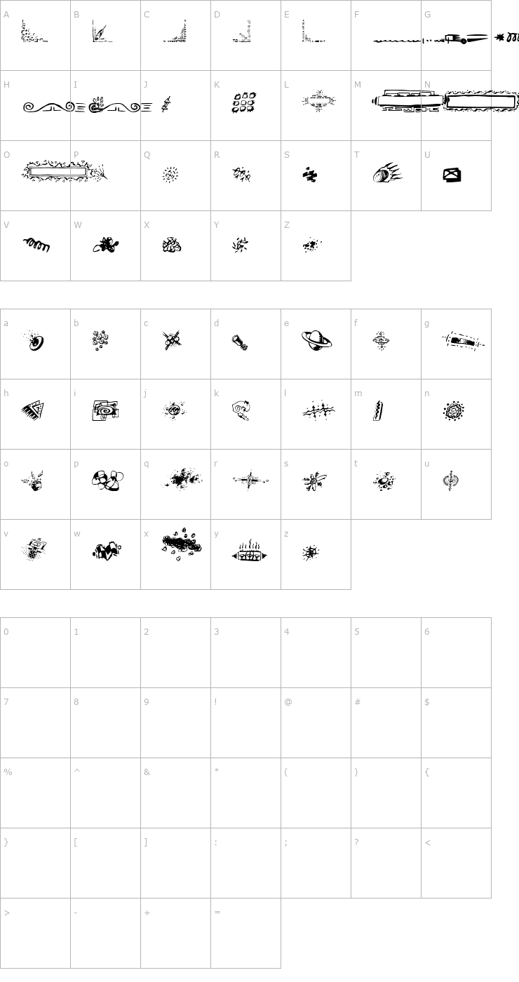 Character Map Doodle Art Font