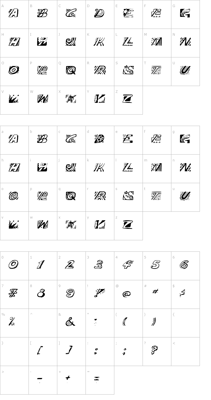 Character Map Doodle Font