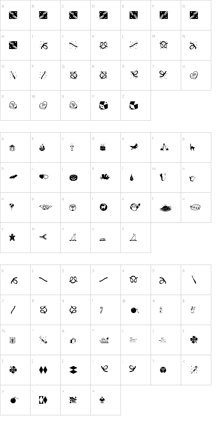 Character Map DoodleDingbatsThreeSSi Font