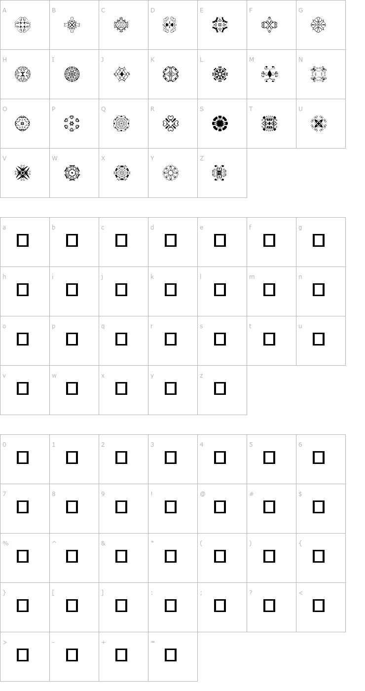 Character Map Doodlelights Font