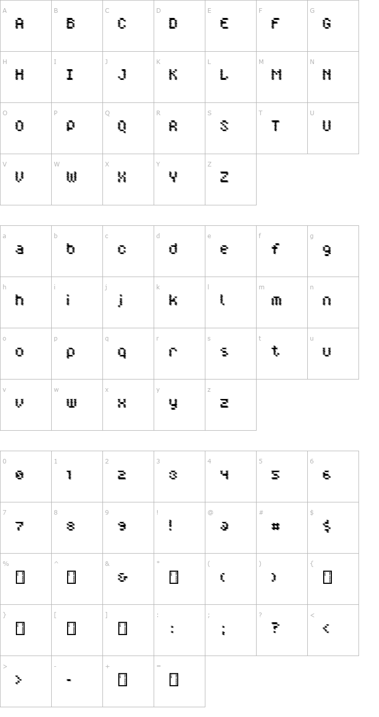 Character Map Doppler Font