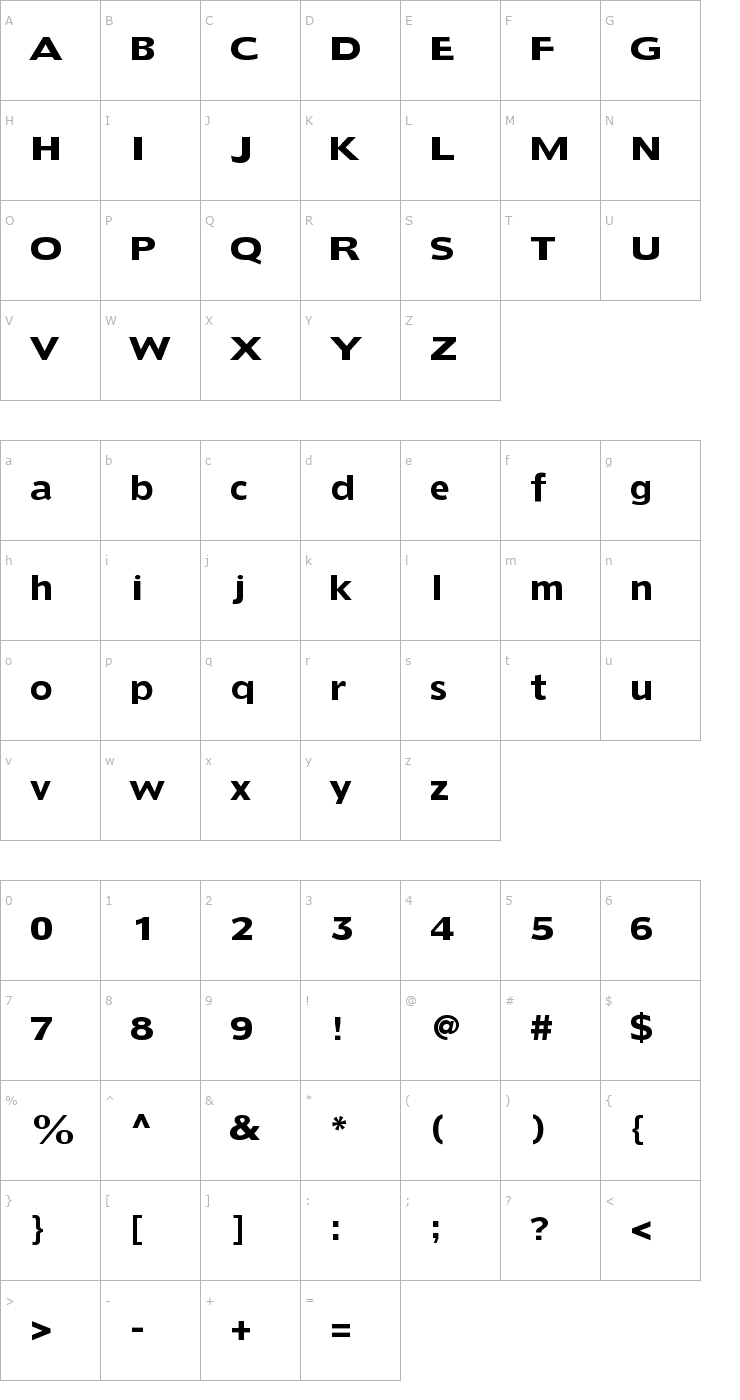 Character Map Dorado Headline Font