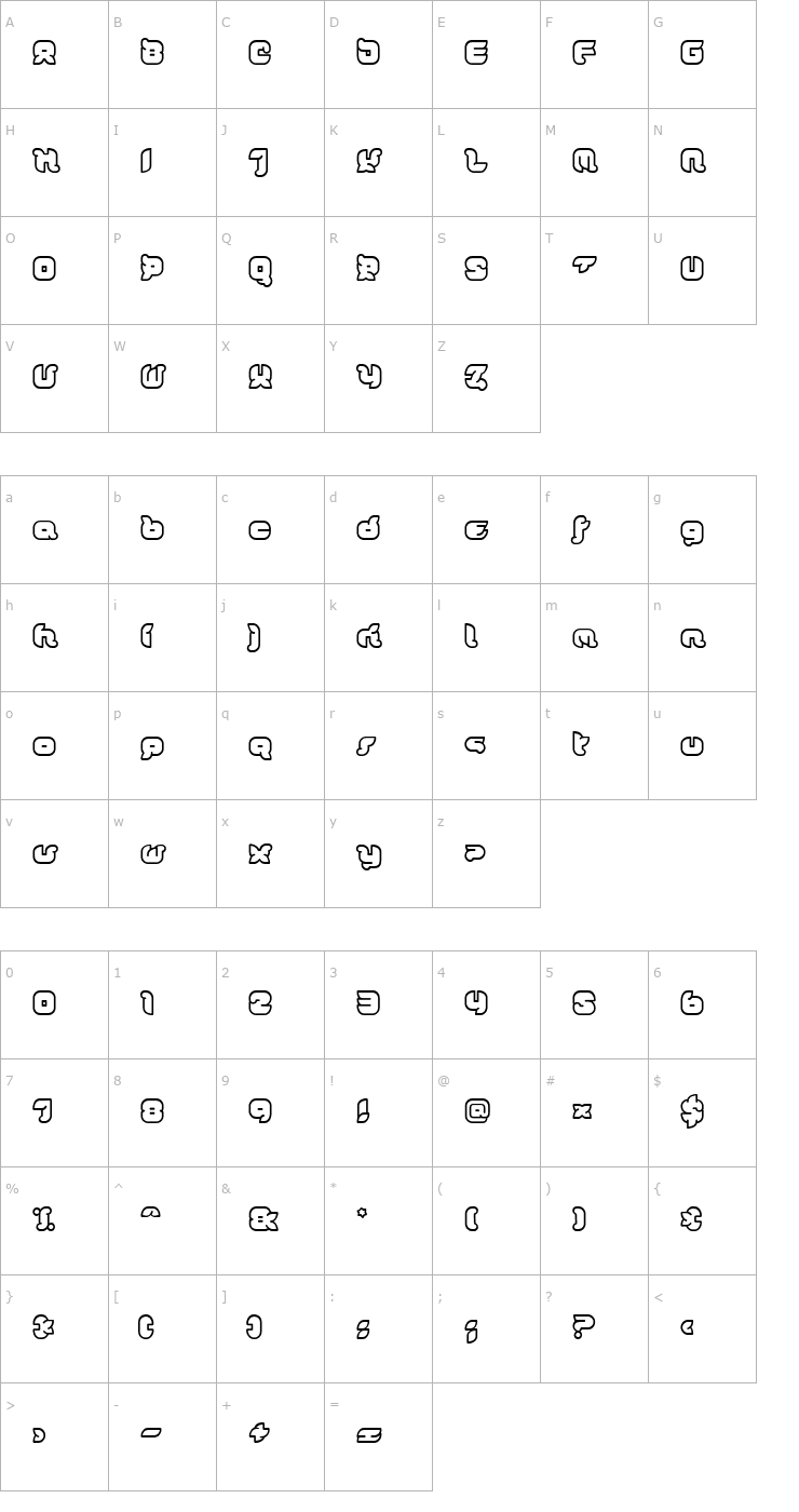 Character Map Doris OrangeJuicy Font
