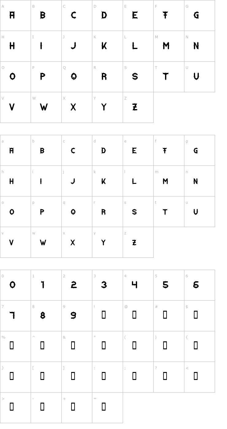 Character Map Dornen Font