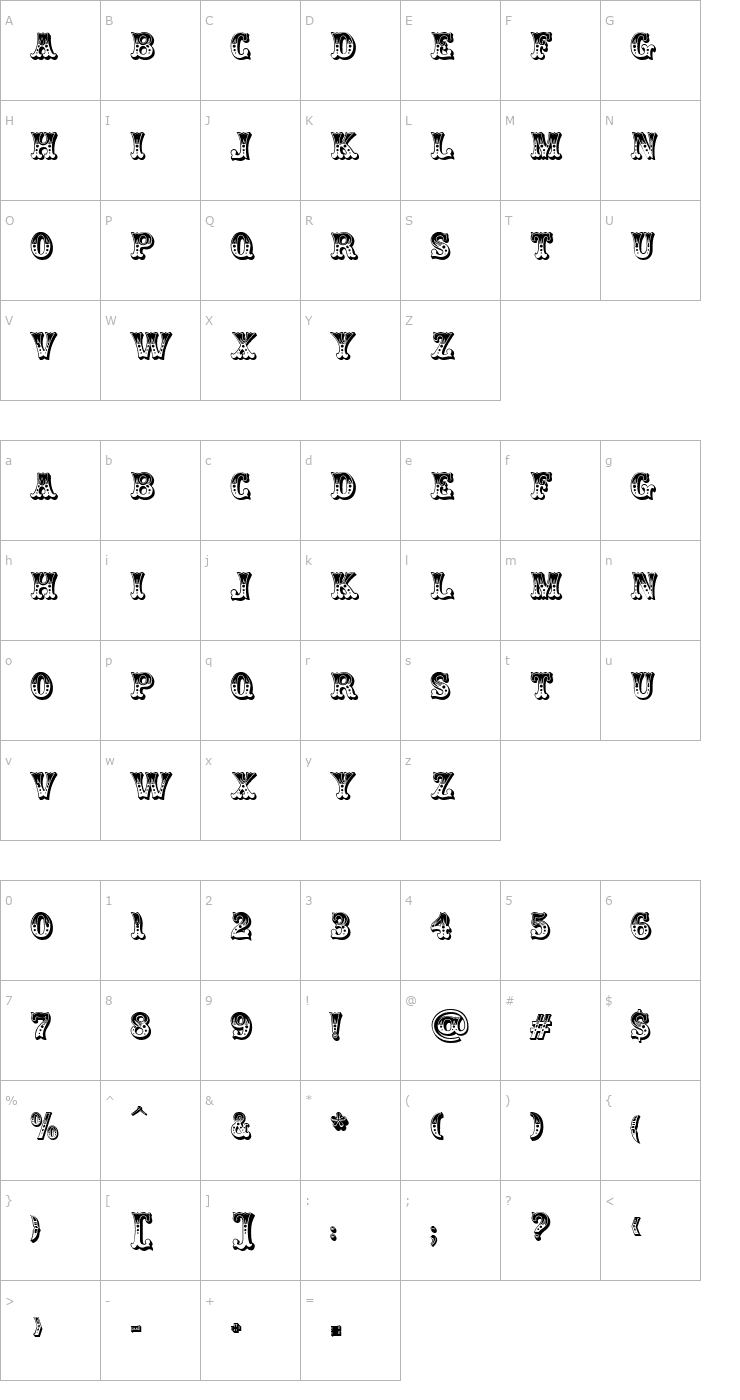 Character Map Dorothy Font