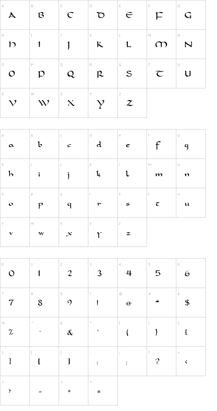 Character Map DorovarFLFCarolus Font