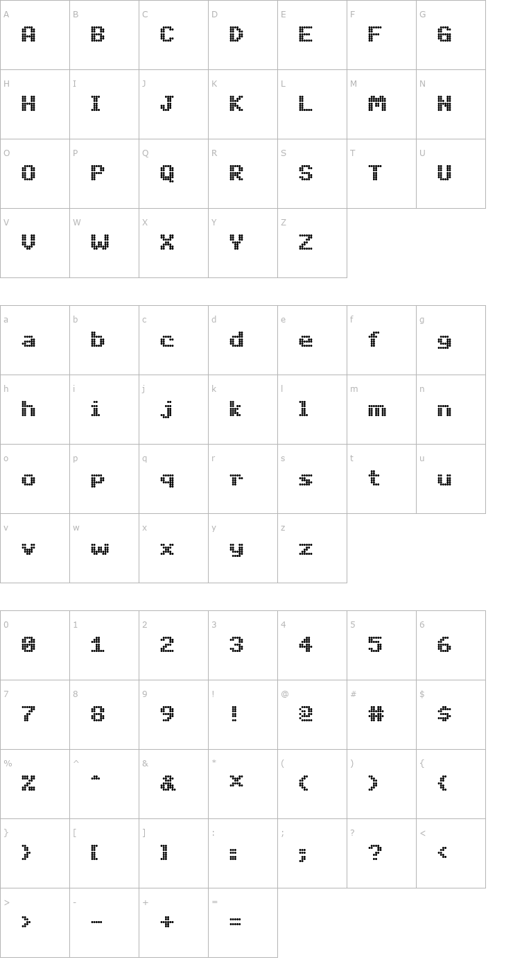 Character Map DotMatrix-TwoExtended Font