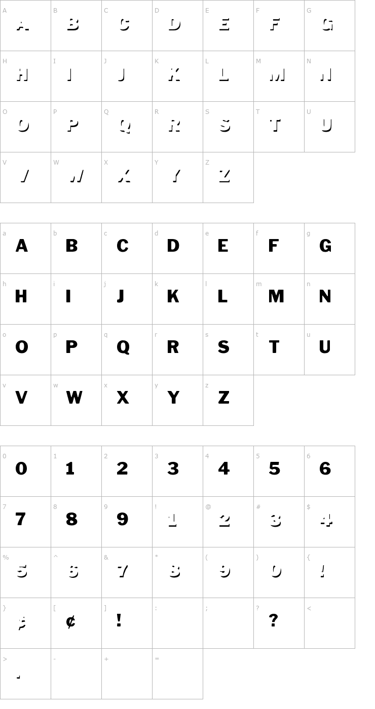 Character Map Down Town Auto Font