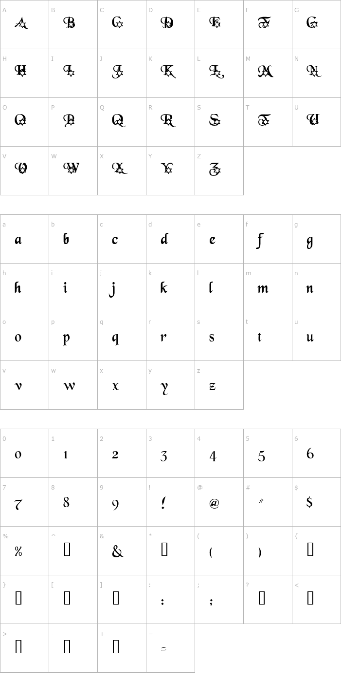 Character Map DP AlphaStars Font
