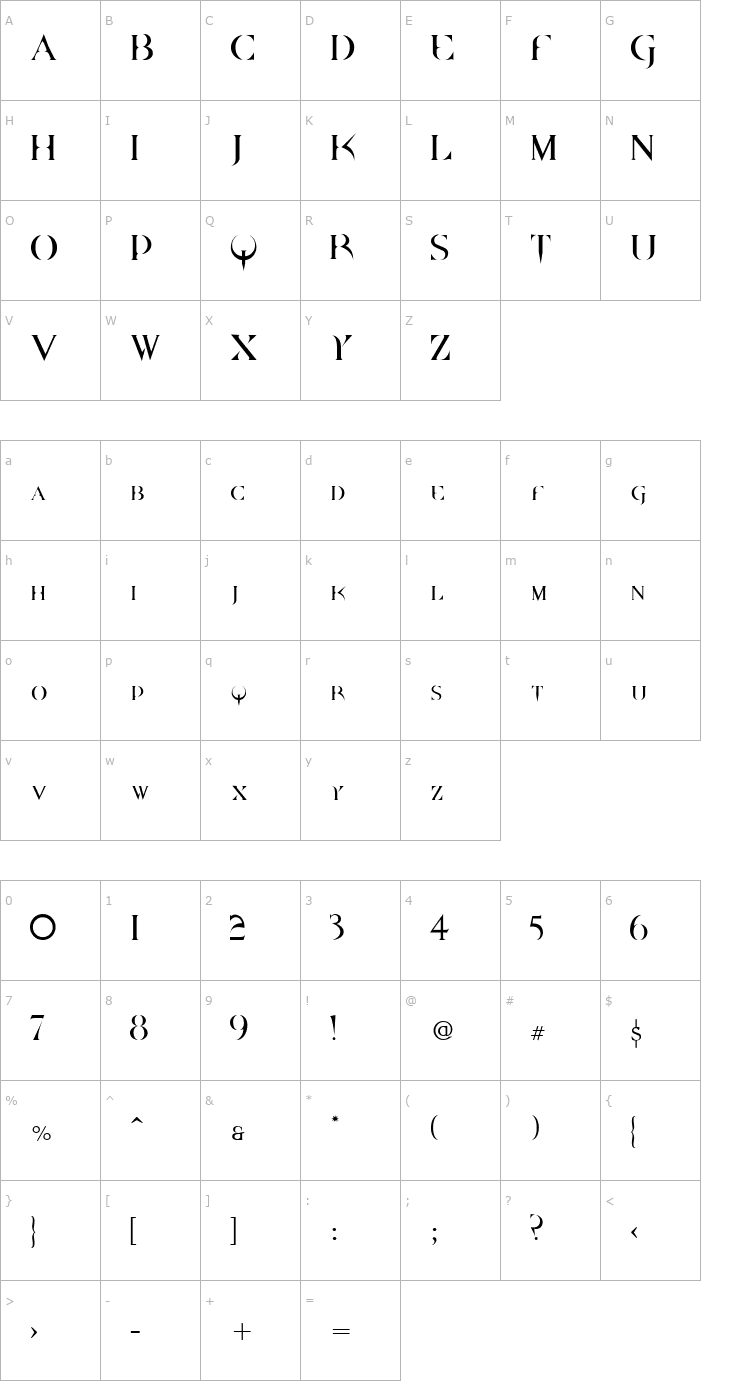 Character Map DpQuake Font