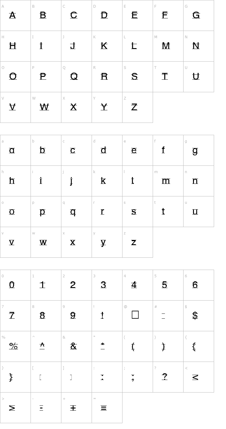 Character Map DR HH 2 Font