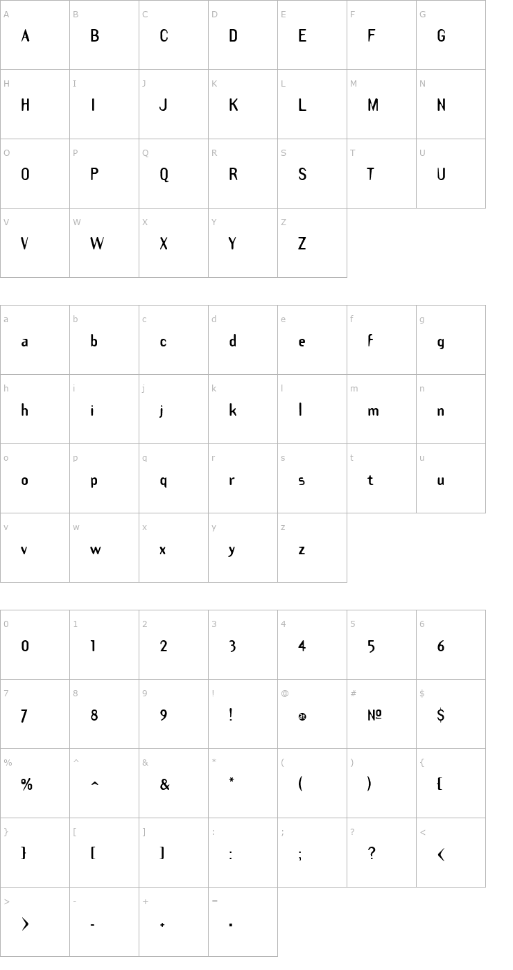 Character Map Draft Plate Black Font