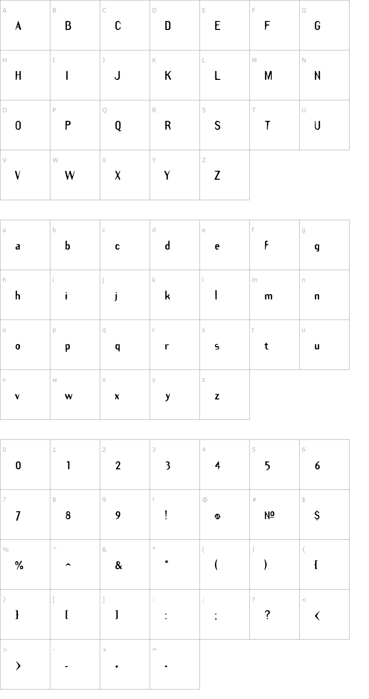 Character Map DraftPlateCondensed Black Font