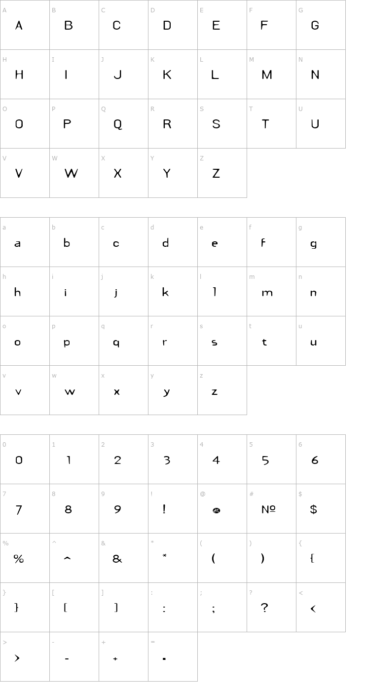 Character Map DraftPlateExtended Font