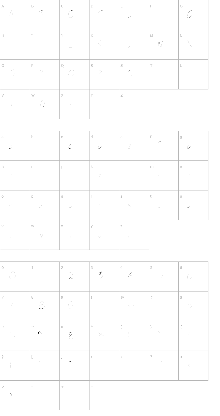 Character Map DraftsmanLight Font