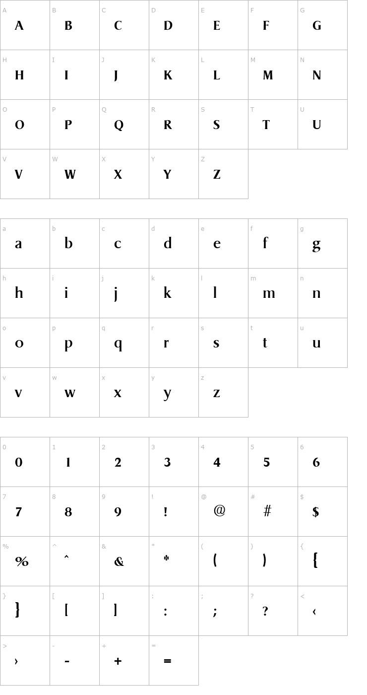 Character Map Dragon-DemiBold Font