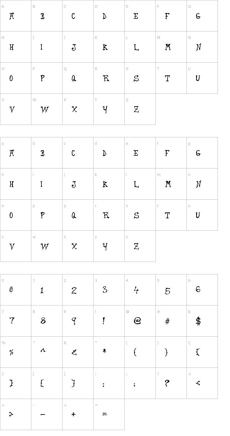 Character Map Dragon Harbour Font