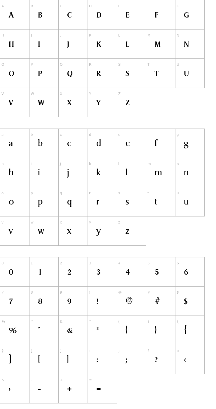 Character Map Dragon-Medium Font