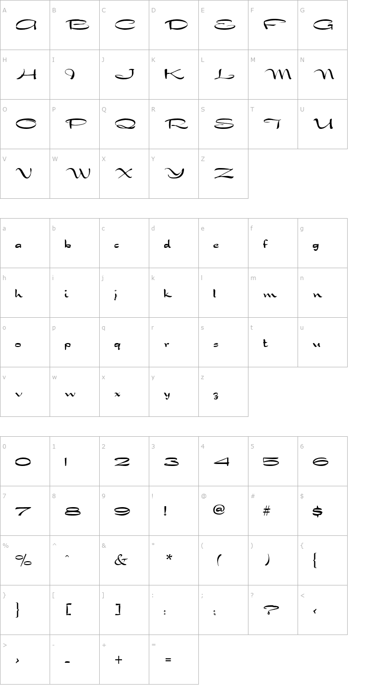 Character Map Dragon Normal Font