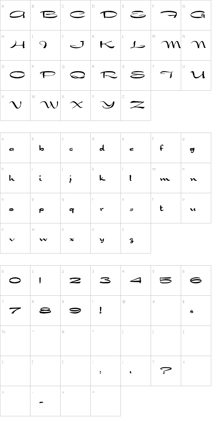 Character Map Dragon Regular Font