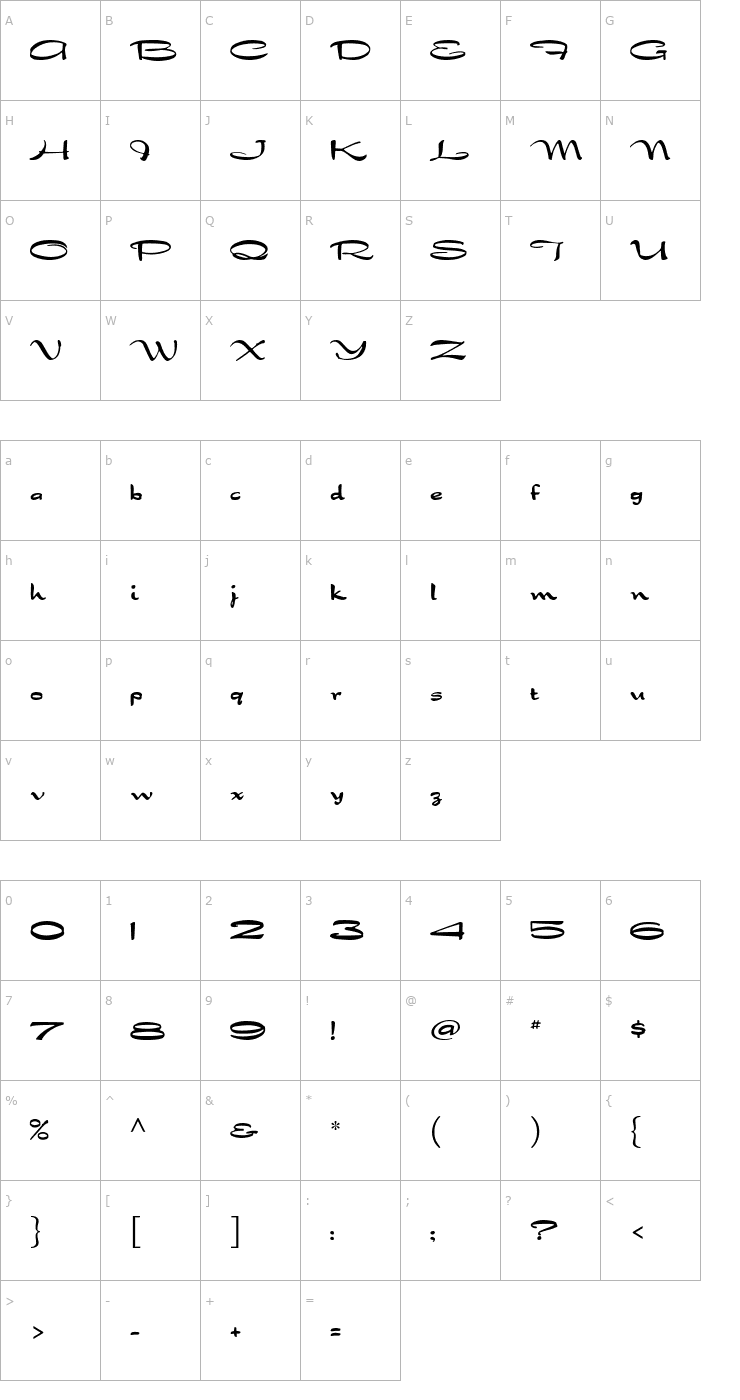 Character Map Dragonfly Font