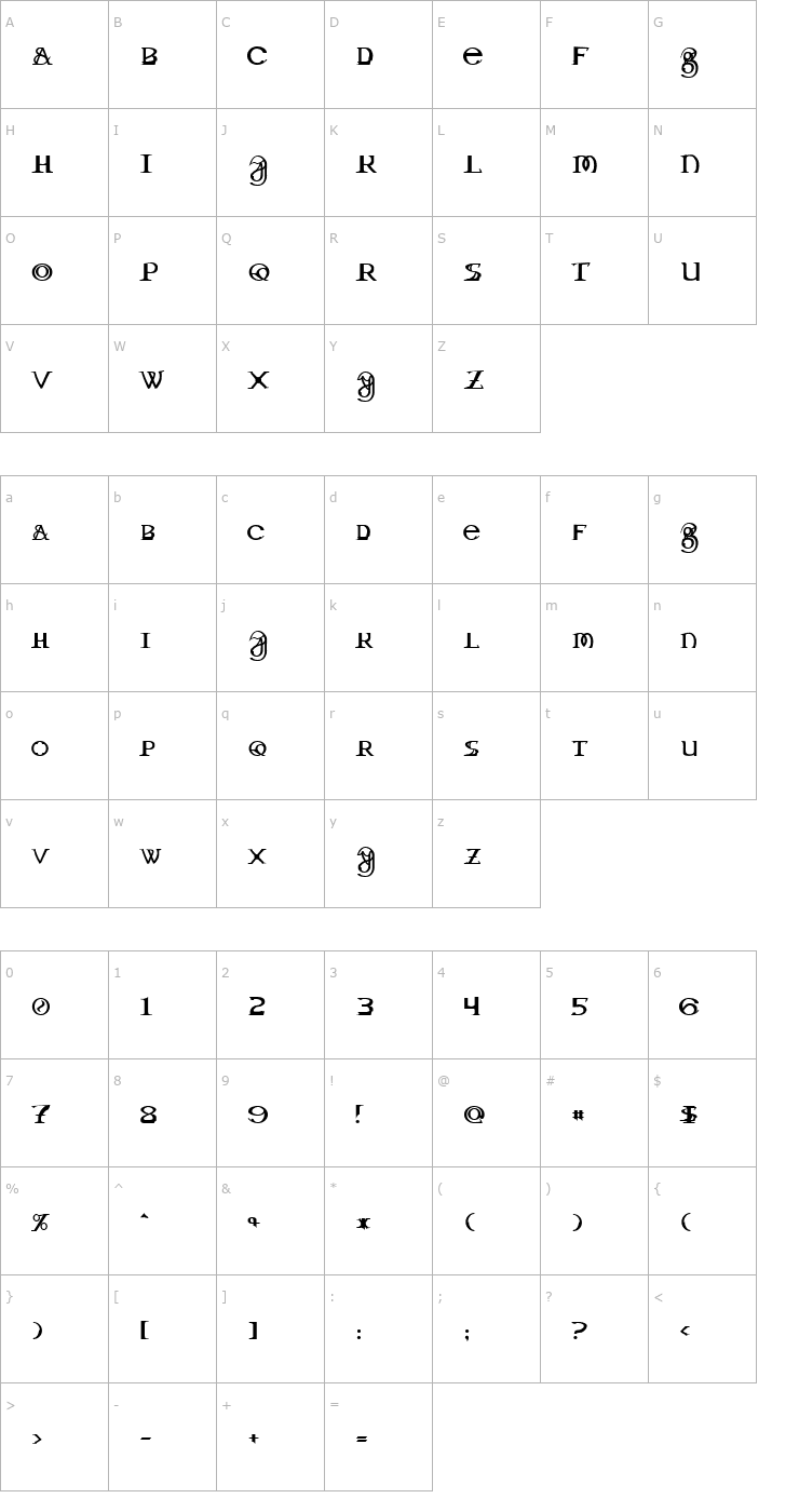 Character Map Dragonmaster Normal Font
