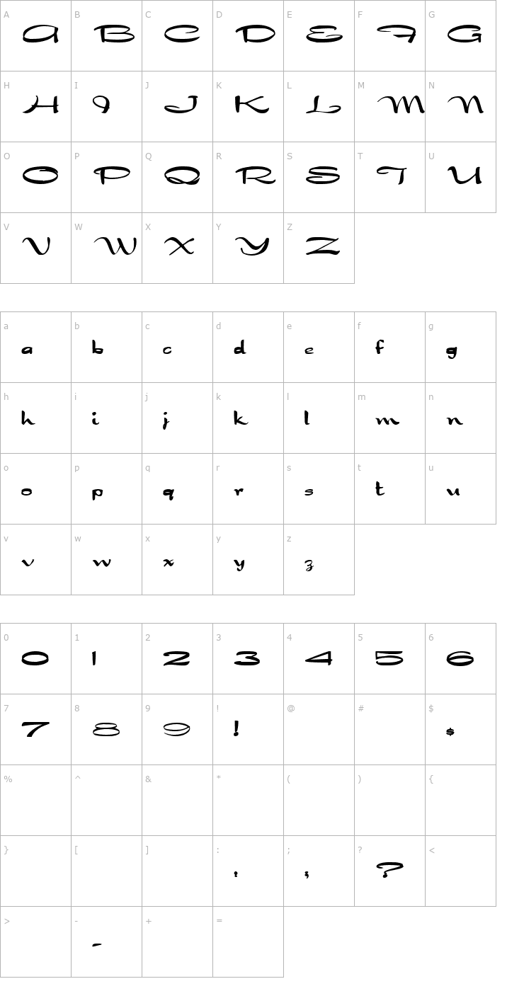 Character Map DragonWick Bold Font