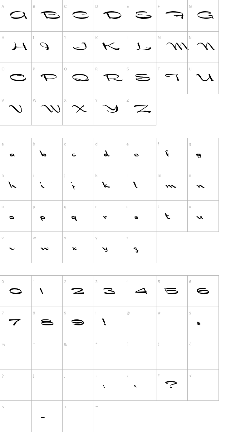 Character Map Dragonwick Lefty Font