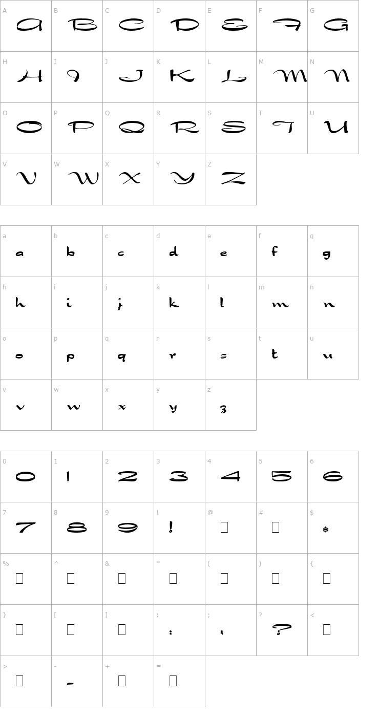 Character Map Dragonwick (Plain)001.001 Font