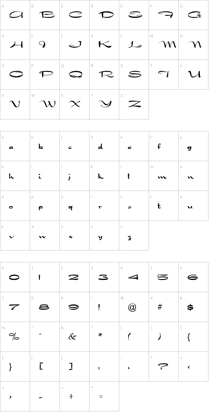 Character Map Dragonwyck Normal Font
