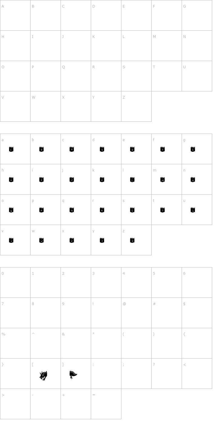 Character Map Dragoon Font