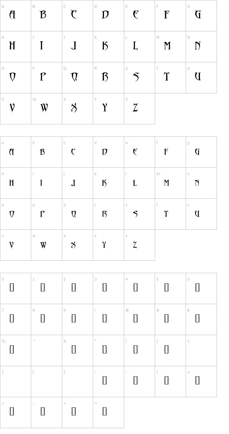 Character Map Drakon Font