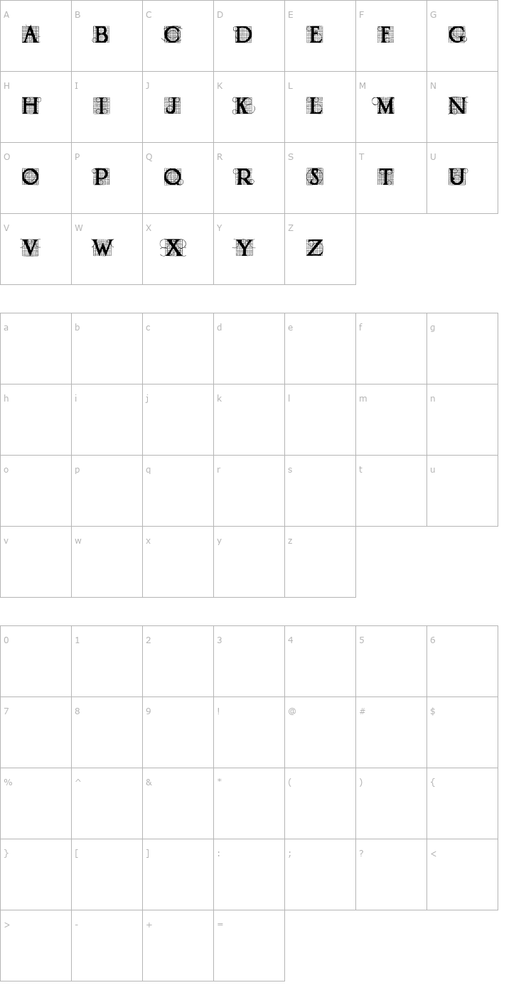 Character Map Draughtwork Font