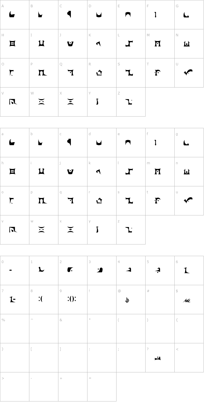 Character Map Drazi Font