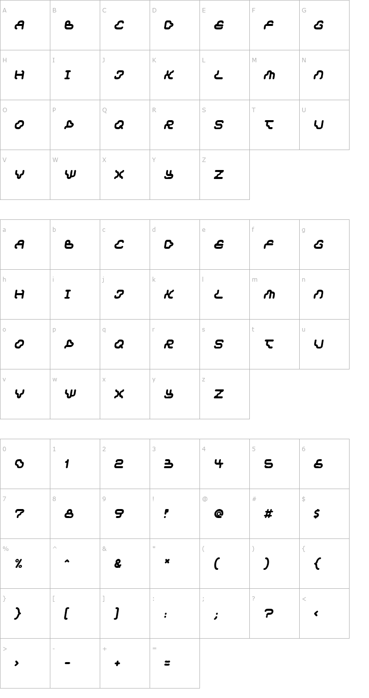 Character Map Dream machine Font