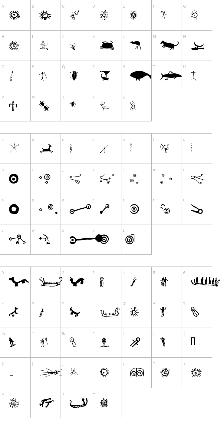 Character Map Dreamtime Font