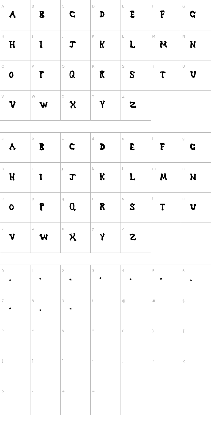Character Map Dreamwish Font