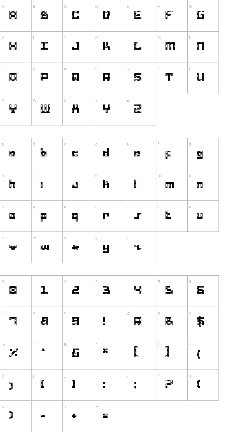 Character Map Drid Herder Font