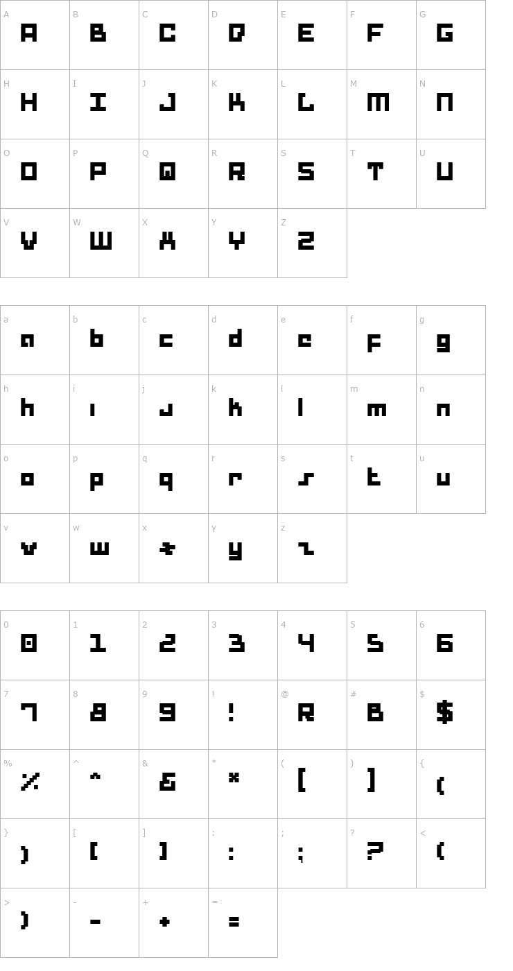 Character Map Drid Herder Solid Font