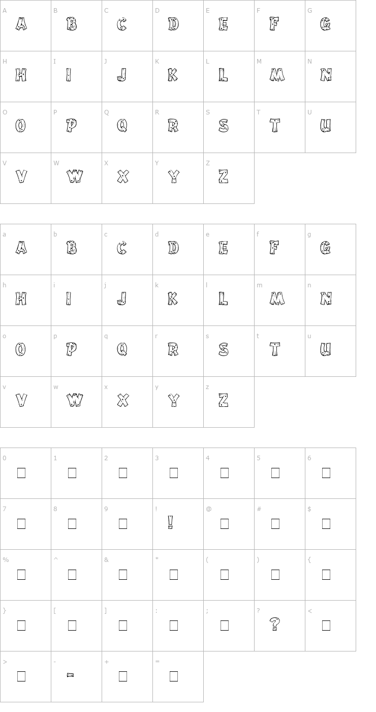 Character Map Drift Type Font
