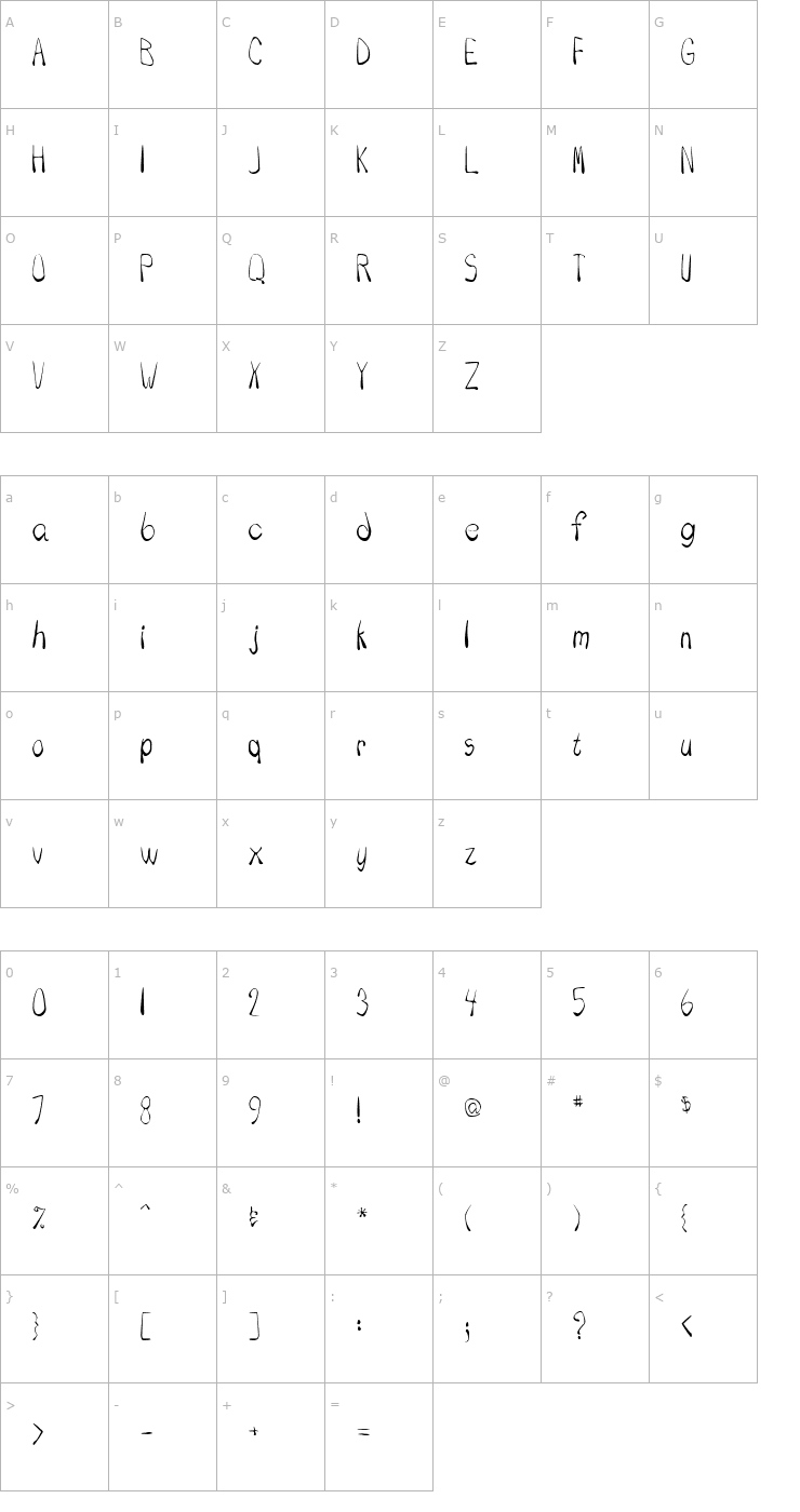 Character Map Drip Font