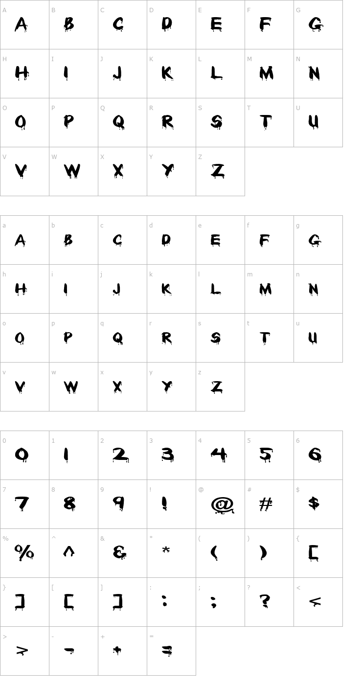 Character Map Drippy Paint Normal Font