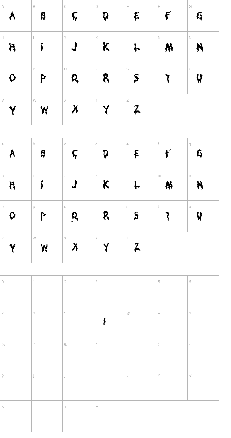 Character Map Droopy Poopy Font