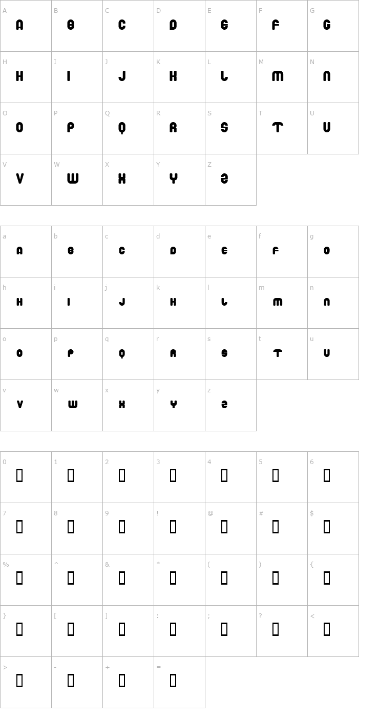 Character Map Drowning Monkey Font